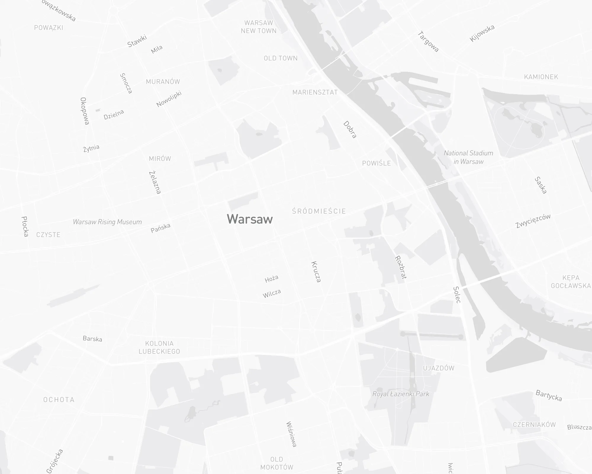 Mapa centrum Warszawy